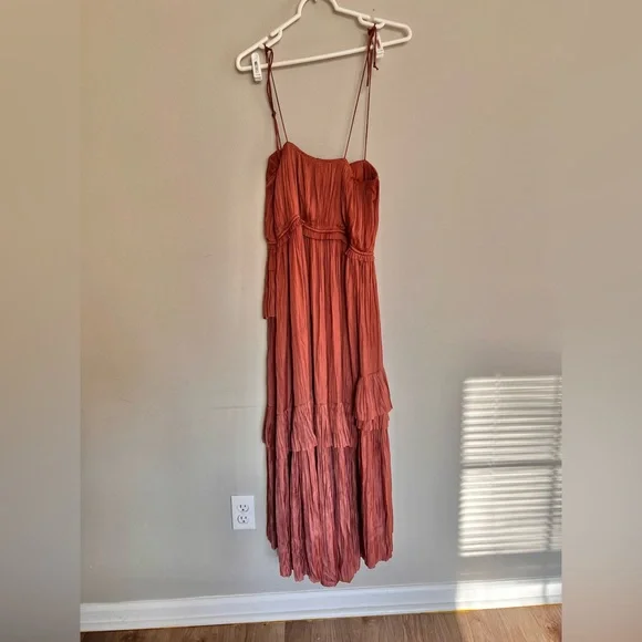 Ulla Johnson Delilah Plisse Matte Satin Midi Dress Size Large - Picture 10 of 10